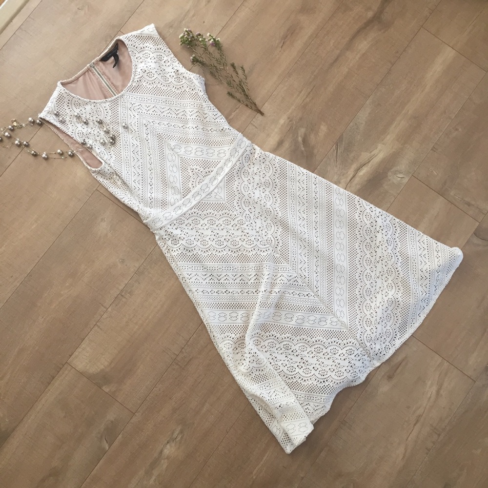 BCBG off white midi dress